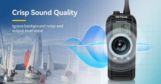 Retevis RM22 Kabelloser CB- und Zwei-Wege-Funkgerät VHF Marine 6W mit Monochrom-Display