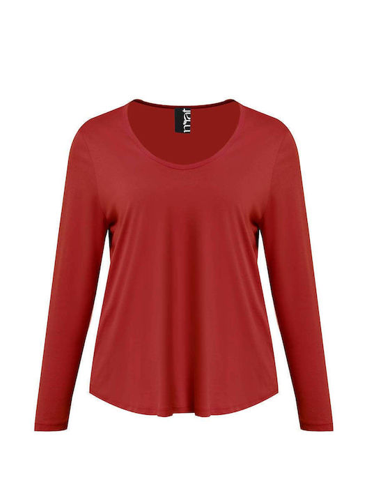 Women's Cotton Long Sleeve Blouse Burgundy 0039.1560.NETTO-cherry