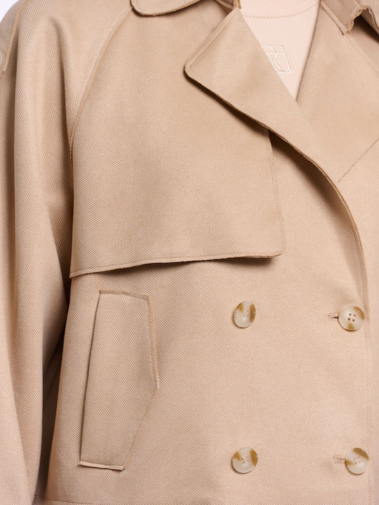 Short Suede Women's Jacket for Spring/Autumn Oat