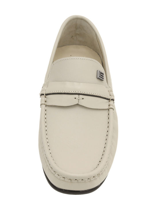 Leather Men's Loafers In White Colour
