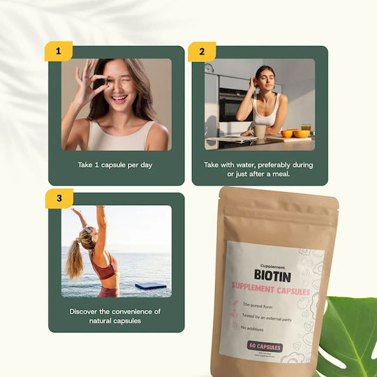 Cupplement Biotin Βιταμίνη για τα Μαλλιά, τo Δέρμα & τα Νύχια Energy 60 κάψουλες