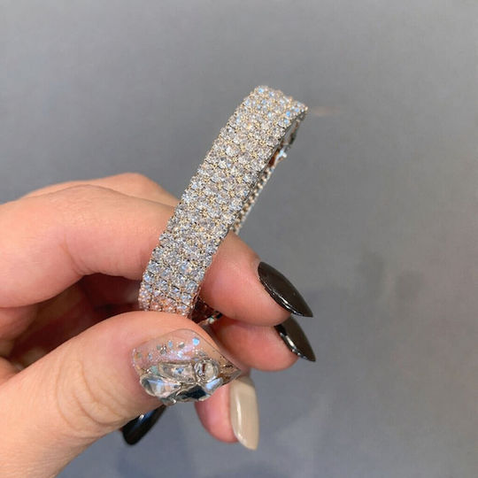 Hair Accessories Clip Barrette Silver Crystal Ponytail Eleora