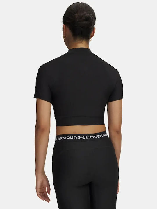 Under Armour Heatgear Crop Mock Women's Thermal Short Sleeve T-Shirt Black