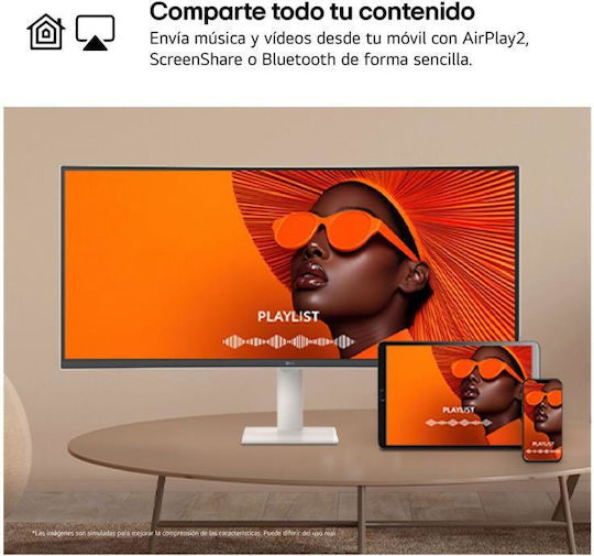 LG 34U601SA-W Ultrawide VA HDR Curved Smart Monitor 34" QHD 3440x1440 με Χρόνο Απόκρισης 5ms GTG