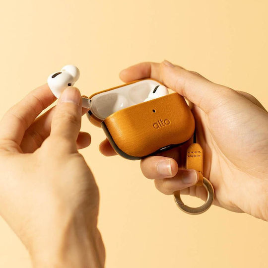 Alto Θήκη Δερμάτινη με Γάντζο σε Καφέ χρώμα για Apple AirPods Pro 2