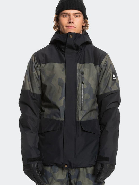 Quiksilver Mission Printed Block EQYTJ03339-KVJ2 Ανδρικό Μπουφάν για Σκι & Snowboard True Black/Fade Out Camo