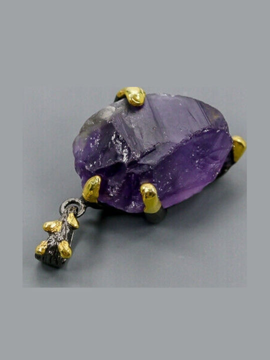 Artistic Natural Amethyst Pendant Beautiful 925