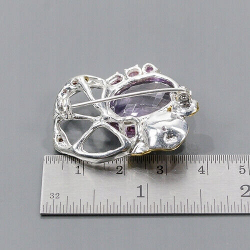 Artistic 14ct Silver Brooch Ametrine Garnets