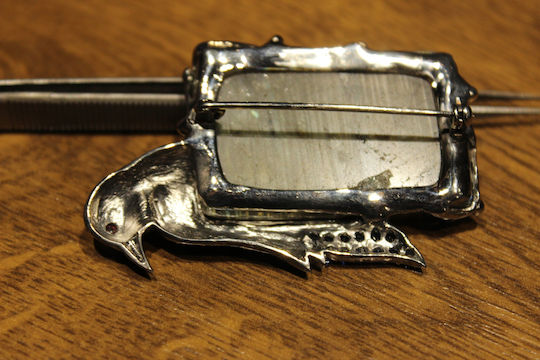 Songea Silber Brosche Mit Natürlicher Labradorit Saphiren Granat Vogel