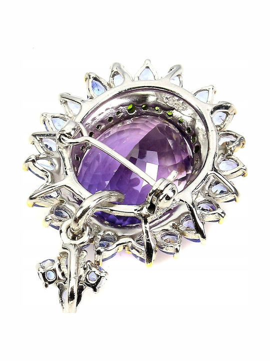 Natural Pendant Brooch 29.54ct Amethyst Tanzanite Natural Pendant Brooch 29.54ct Amethyst Tanzanite