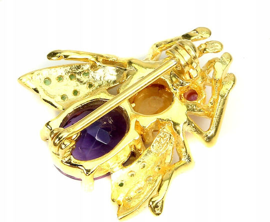 Bee Brooch Silver Natural Amethyst Citrine Diopsides Rubies 925