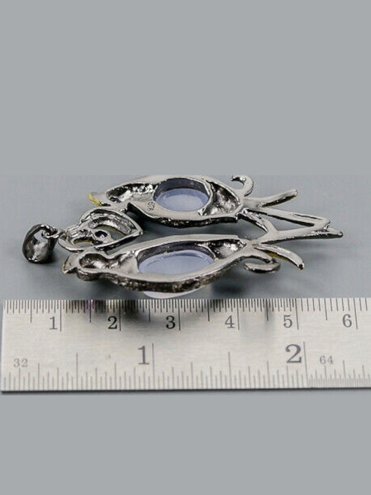 Artistic Chalcedony Amethyst Birds Pendant 925 Artistic Chalcedony Amethyst Birds Pendant 925