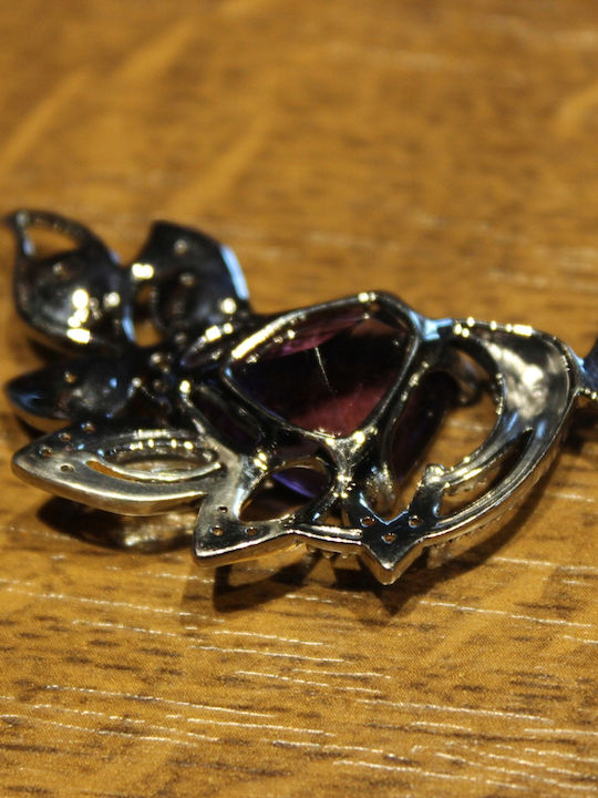 Silver Pendant Amethyst Sapphires Bird