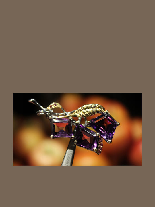Silver Pendant Brooch Amethysts Garnets Silver Pendant Brooch Amethysts Garnets