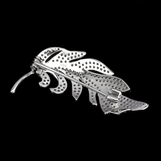 925 Silver Brooch Aaa Zircon Feather