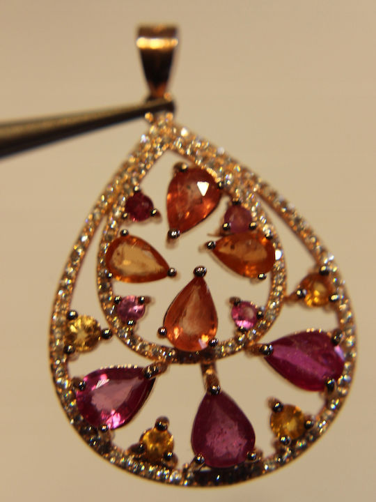 Silver Pendant Rubies Sapphires 925