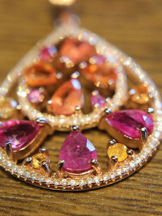 Silver Pendant Rubies Sapphires 925