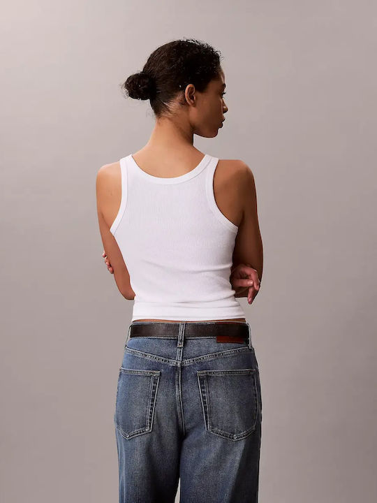 Calvin Klein Damenbluse Baumwollärmellose Weiße