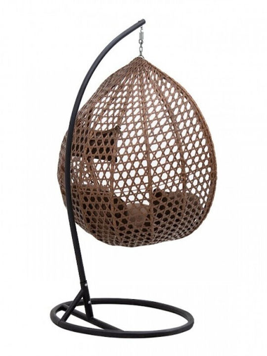 Κούνια Φωλιά με Βάση και Μαξιλάρι Rattan Cappuccino Μ120xΠ107xΥ200cm
