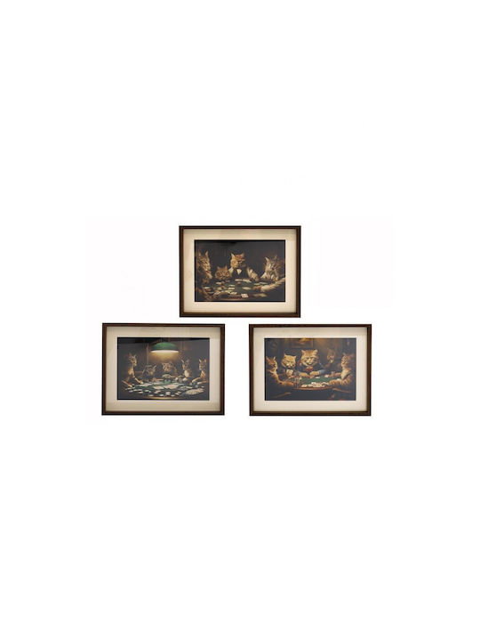 Atmosphera Cats Poker Κάδρο σε Καμβά 30x40cm