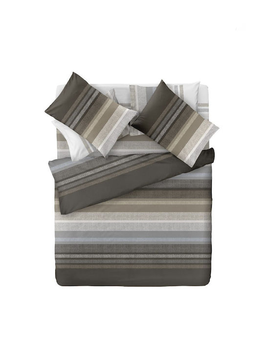 Saint Clair Cotton Duvet Cover Set 225x245cm Extra Large with 2 Pillowcases Cocoa