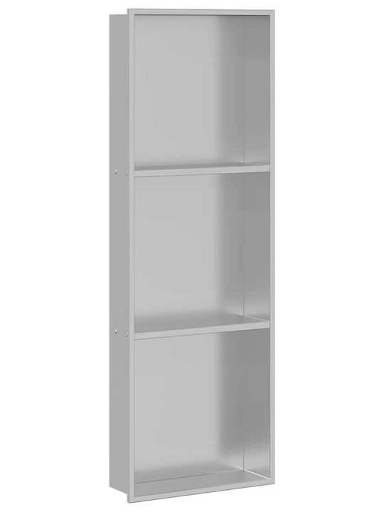 vidaXL Επιτοίχια Ραφιέρα Μπάνιου Μεταλλική 30x9.5x90cm Ασημί