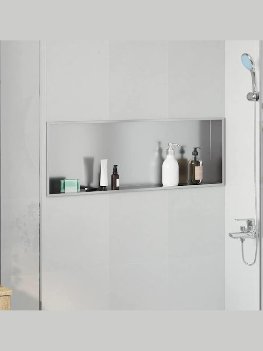 vidaXL Wall Mounted Bathroom Shelf Metallic 30x9.5x20cm Silver
