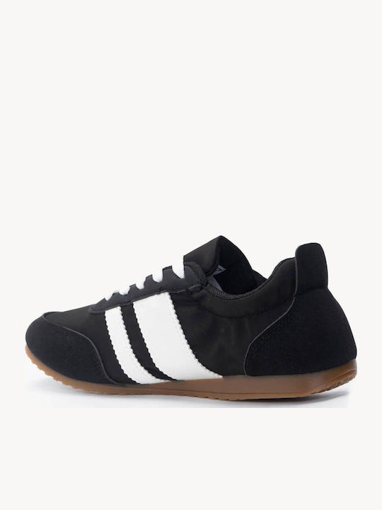 Μαύρα Sneakers Χαμηλής Κοπής Διπλές Ρίγες