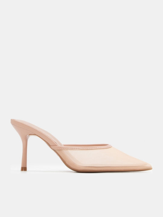 Mules With Thin High Heel In Pink Colour