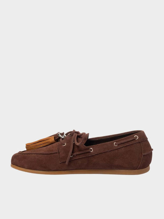 Suede Mules με Τακούνι σε Καφέ Χρώμα