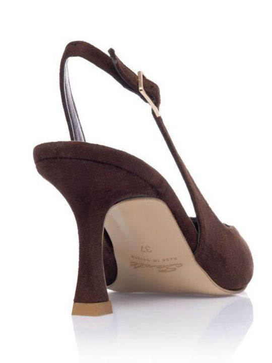 Leather Heels with Medium Heel Brown