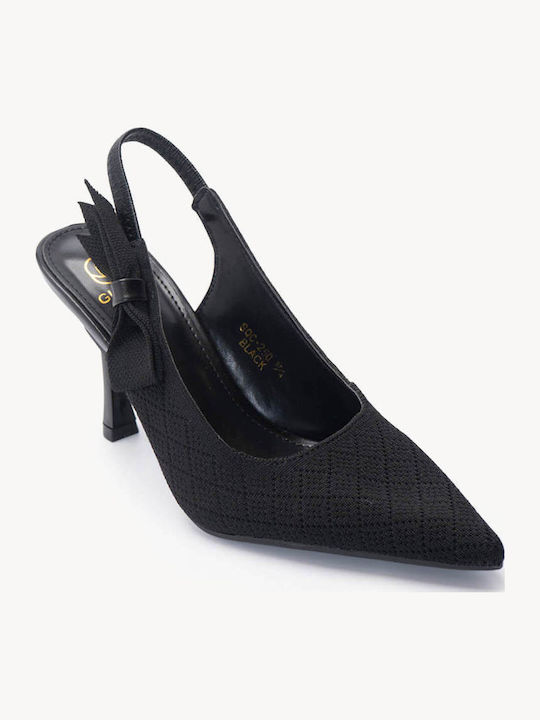 Μαύρες Slingback Γόβες Μυτερή Γραμμή