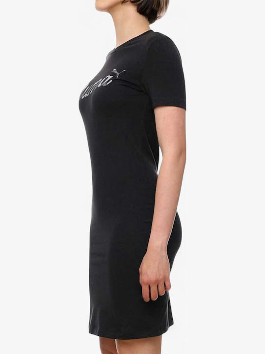 Καλοκαιρινό Mini Αθλητικό Φόρεμα T-shirt Κοντομάνικο Black