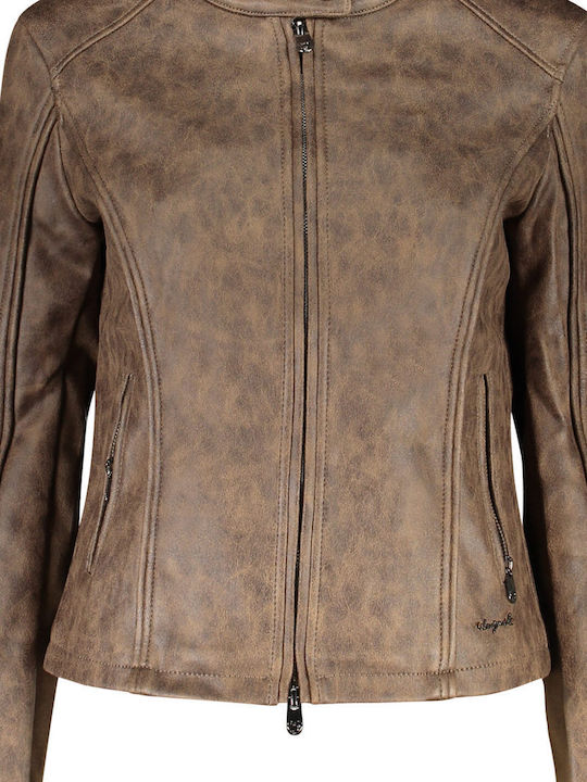 Kurzes Damenjacke für Winter Braun