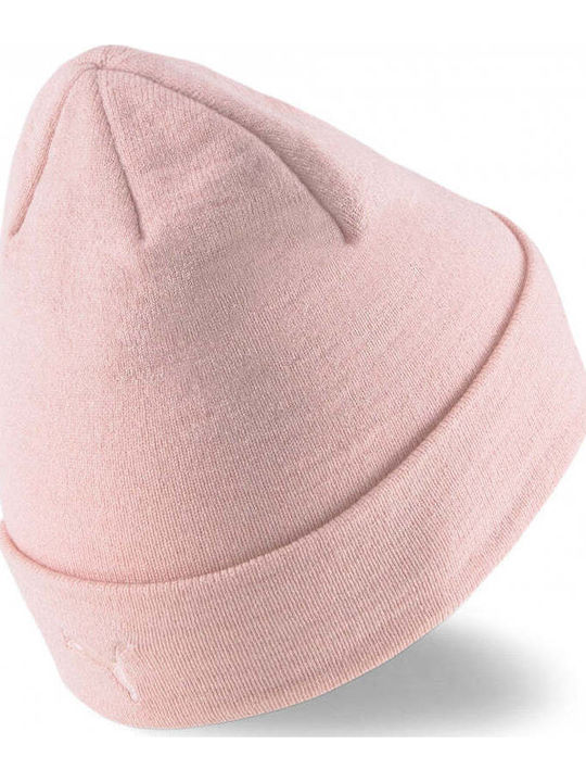 Classic Cuff Beanie Unisex Σκούφος Πλεκτός σε Ροζ χρώμα