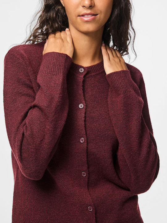 Women's Knitted Burgundy Cardigan