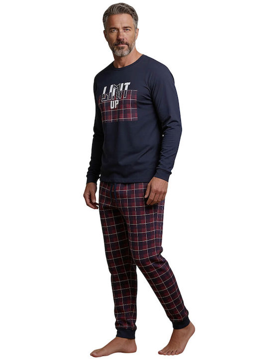 Collection Winter Checked Men's Cotton Pyjama Pants Petrol