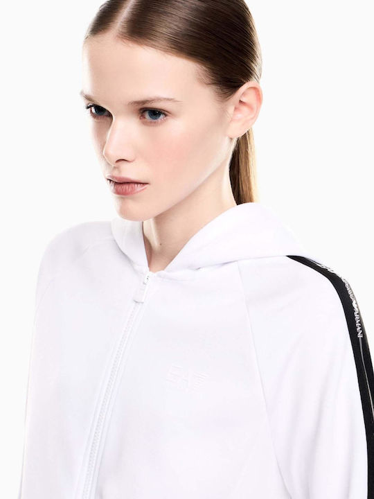 Women's Hooded Sweatshirt Cardigan White