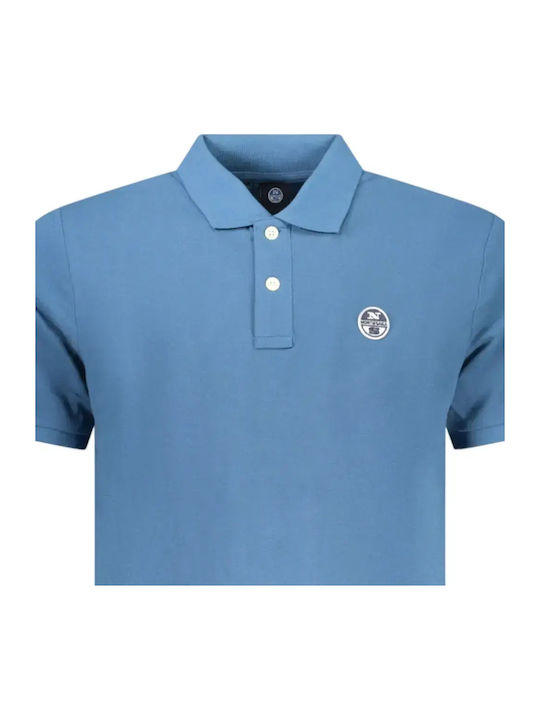 Polo Herrenbluse Kurzarm Blau