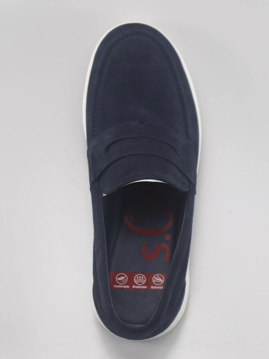 Suede Ανδρικά Loafers σε Μπλε Χρώμα