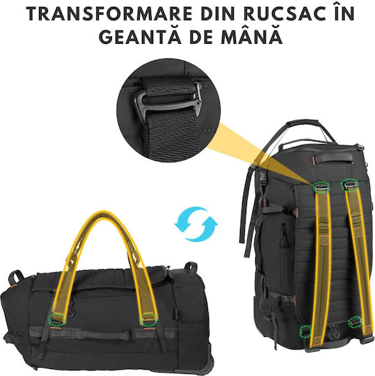 Sak Voiaj Înapoi 86l Negru cu Roți Textil