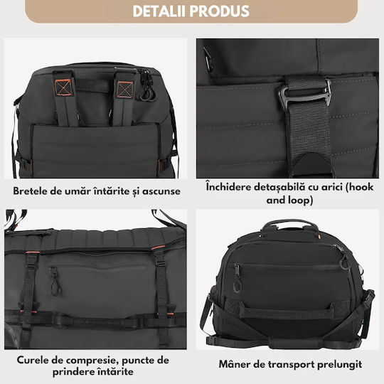 Sak Voiaj Înapoi 86l Negru cu Roți Textil