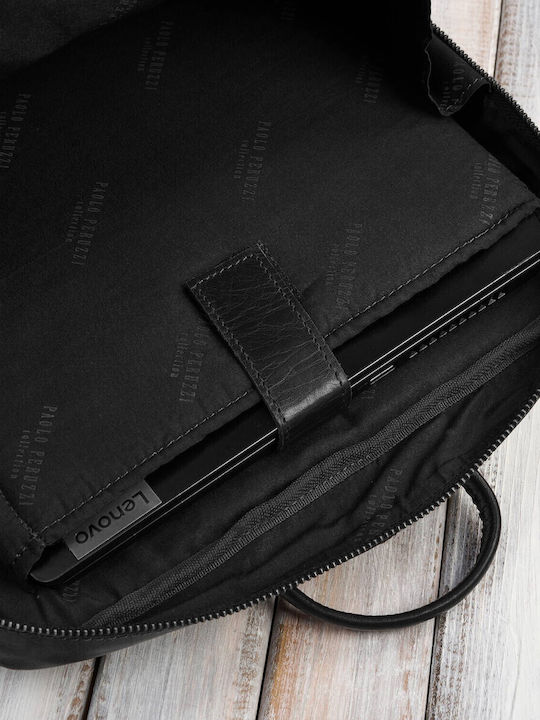 Rucsac Bărbătesc Vintage din Piele pentru Laptop Urban Negru Office la Colegiu Im-07-bl