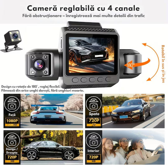 Set Cameră DVR Auto 1080P cu Ecran 2" Wi-Fi și Cameră de Marșarier
