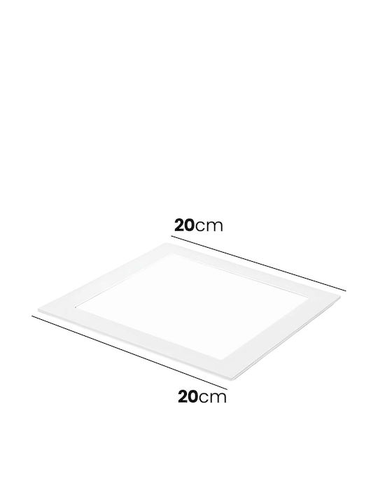 Avizar Panou LED Pătrat 18W 20x20cm Încastrat Montaj Pe Tavan Design Modern Alb