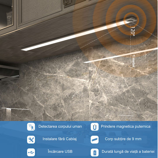 LED Iluminare Liniară De Perete Alb Rece 60 cm