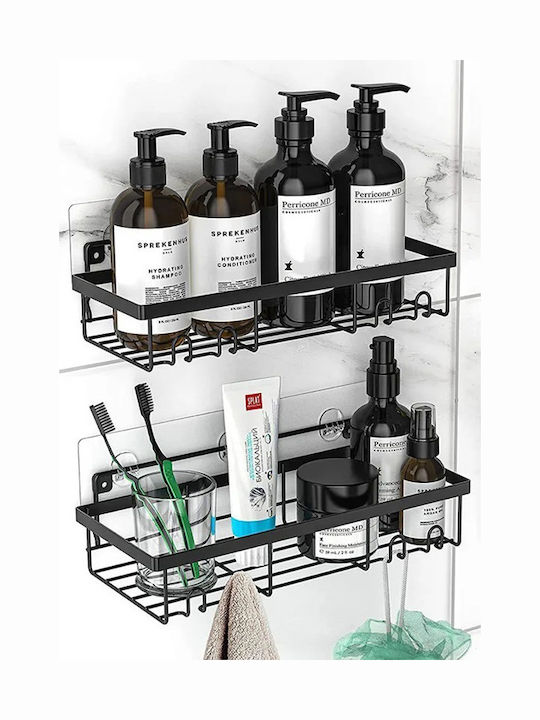 Verk Group Επιτοίχια Ραφιέρα Μπάνιου Μεταλλική 32x14x6cm Μαύρη