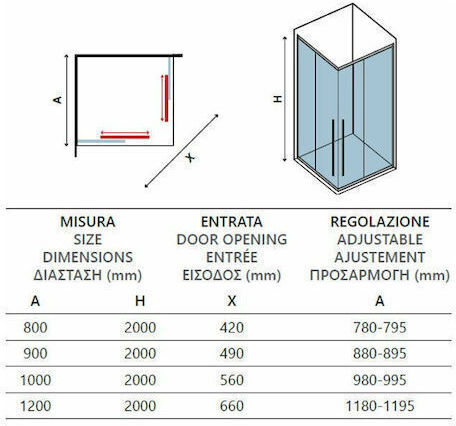 Karag Santorini 100 Καμπίνα Ντουζιέρας με Συρόμενη Πόρτα 70x70x200cm Clear Glass Nero Karag Santorini 100 Καμπίνα Ντουζιέρας με Συρόμενη Πόρτα 70x70x200cm Clear Glass Nero