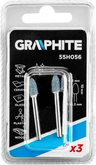 Graphite 55H056 Grinding Stones with Shaft 10mm 3 Pieces