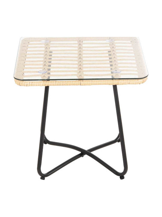 Garden & Terrace Table for Small Spaces Rattan Beige-Black 50x50x47cm